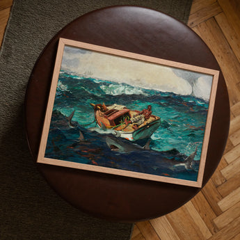 Gulf Stream - Winslow Homer American Realism Art Print / Canvas Framed Painting Boat Turbulent Teal Blue Ocean Waves Winslow Homer’s Gulf