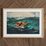 Gulf Stream - Winslow Homer American Realism Art Print / Canvas Framed Painting Man Boat Sharks Amidst Turbulent Turquoise Winslow Homer’s
