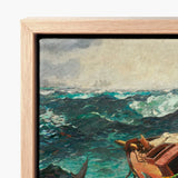 Framed Canvas Painting Turbulent Sea Scene Deep Teal Winslow Homer’s Gulf Stream, American Realism Art