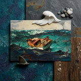 Gulf Stream - Winslow Homer American Realism Art Print / Canvas Vibrant Oil Painting Wooden Boat Turbulent Teal Deep Homer’s, Prints