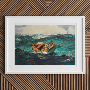 Gulf Stream - Winslow Homer American Realism Art Print, Framed Artwork Boat Stormy Turquoise Seas