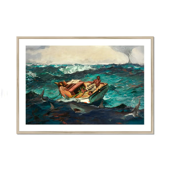 Gulf Stream - Winslow Homer American Realism Art Print, Framed Painting Man Boat Surrounded Sharks