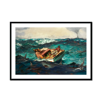Gulf Stream - Winslow Homer American Realism Art Print, Framed Painting Man Boat Surrounded Sharks