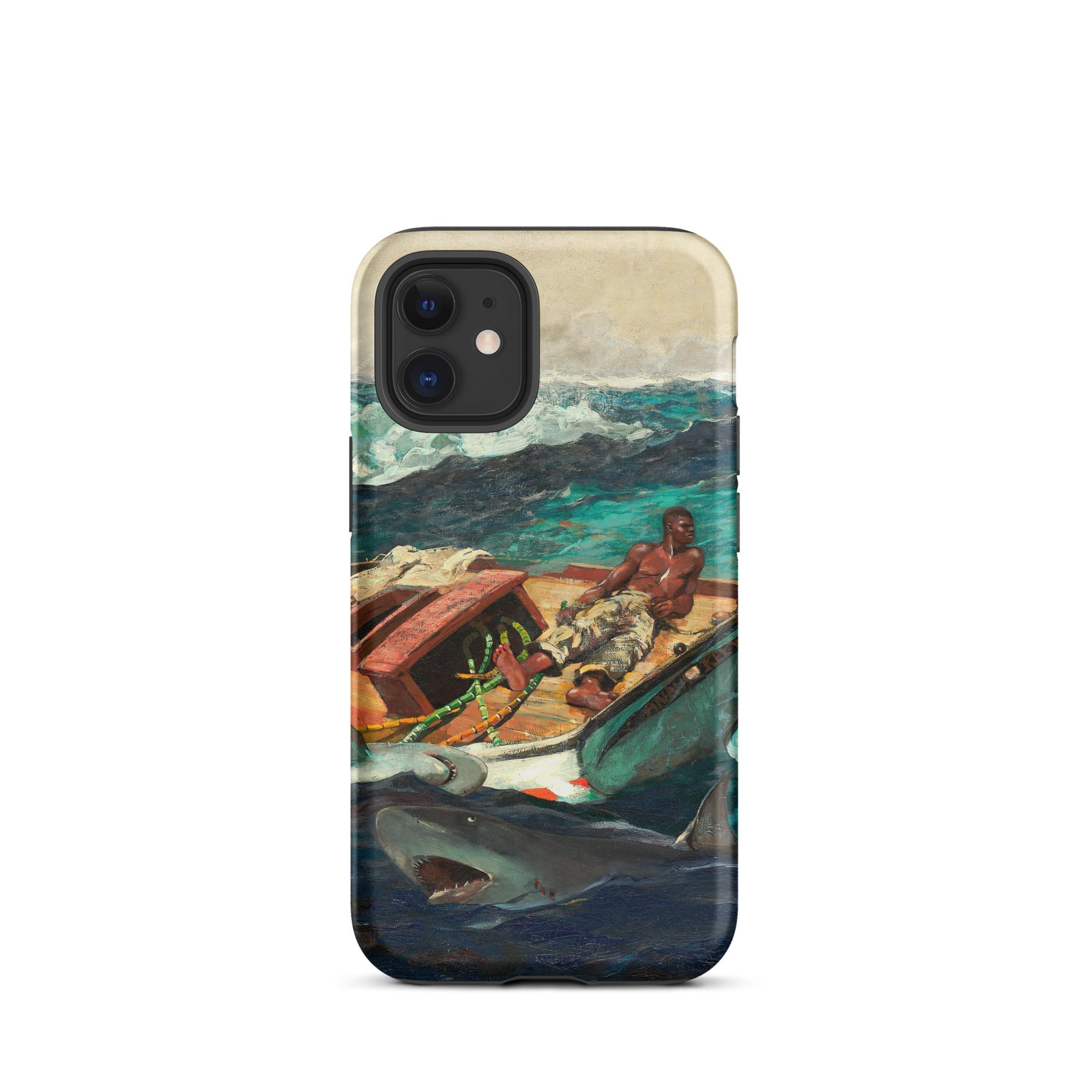 The Gulf Stream Winslow Homer Iphone Case, 12 Mini / Matte, Phone Case Painting Man Boat Surrounded Sharks
