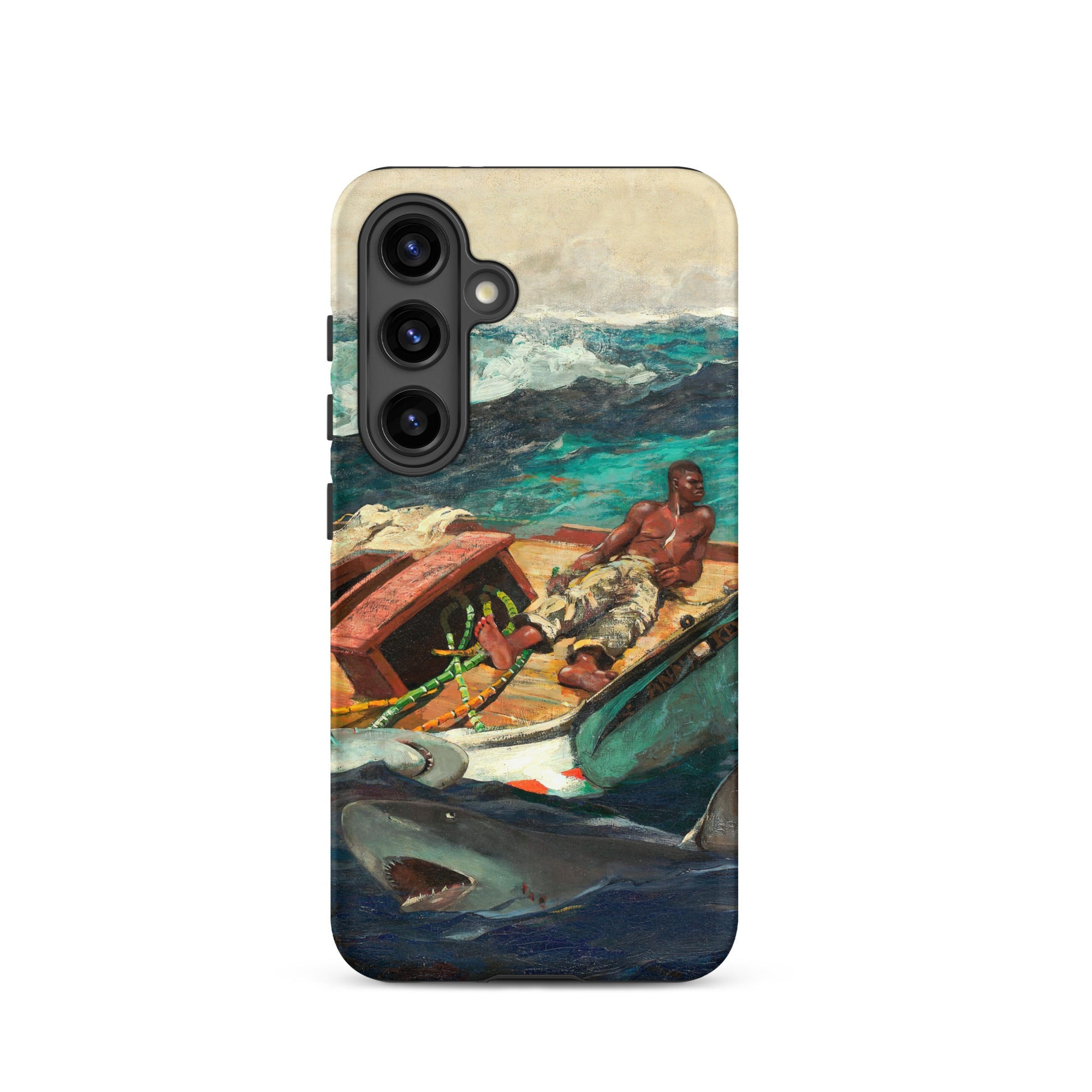The Gulf Stream Winslow Homer Samsung Case, Galaxy S24 / Matte, Smartphone Case Painted Scene Man Boat Shark Water