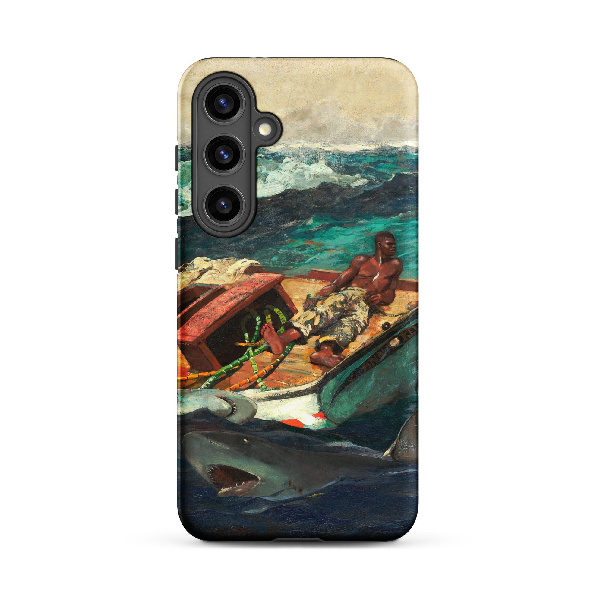 The Gulf Stream Winslow Homer Samsung Case, Galaxy S24 Plus / Matte, Smartphone Case Painted Scene Man Boat Shark Water
