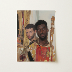 Hadrian & Antinous - Gay Interracial Couple Art Print / Canvas, 12x16’’ / 31x41cm / Unframed / no Border, Posters Prints Visual Artwork,
