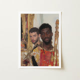 Hadrian & Antinous - Gay Interracial Couple Art Print / Canvas Framed Portrait Two Men Ornate Colorful Attire, Stand Prints