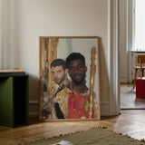 Hadrian & Antinous - Gay Interracial Couple Art Print / Canvas Framed Portrait Painting Two Men Ornate Colorful Attire Gay Interracial