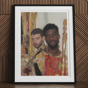 Hadrian & Antinous - Gay Interracial Couple Art Print, Framed Portrait Photograph Two Men
