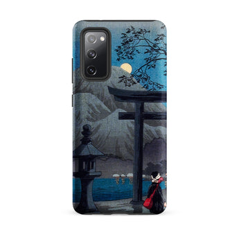 Hakone Lake in Moonlight - Hiroaki Takahashi Samsung Case, Galaxy S20 Fe / Matte, Smartphone Case Japanese Landscape Design Torii Gate