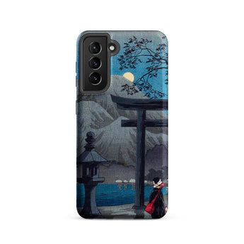 Hakone Lake in Moonlight - Hiroaki Takahashi Samsung Case, Galaxy S21 / Matte, Smartphone Case Japanese Landscape Design Torii Gate