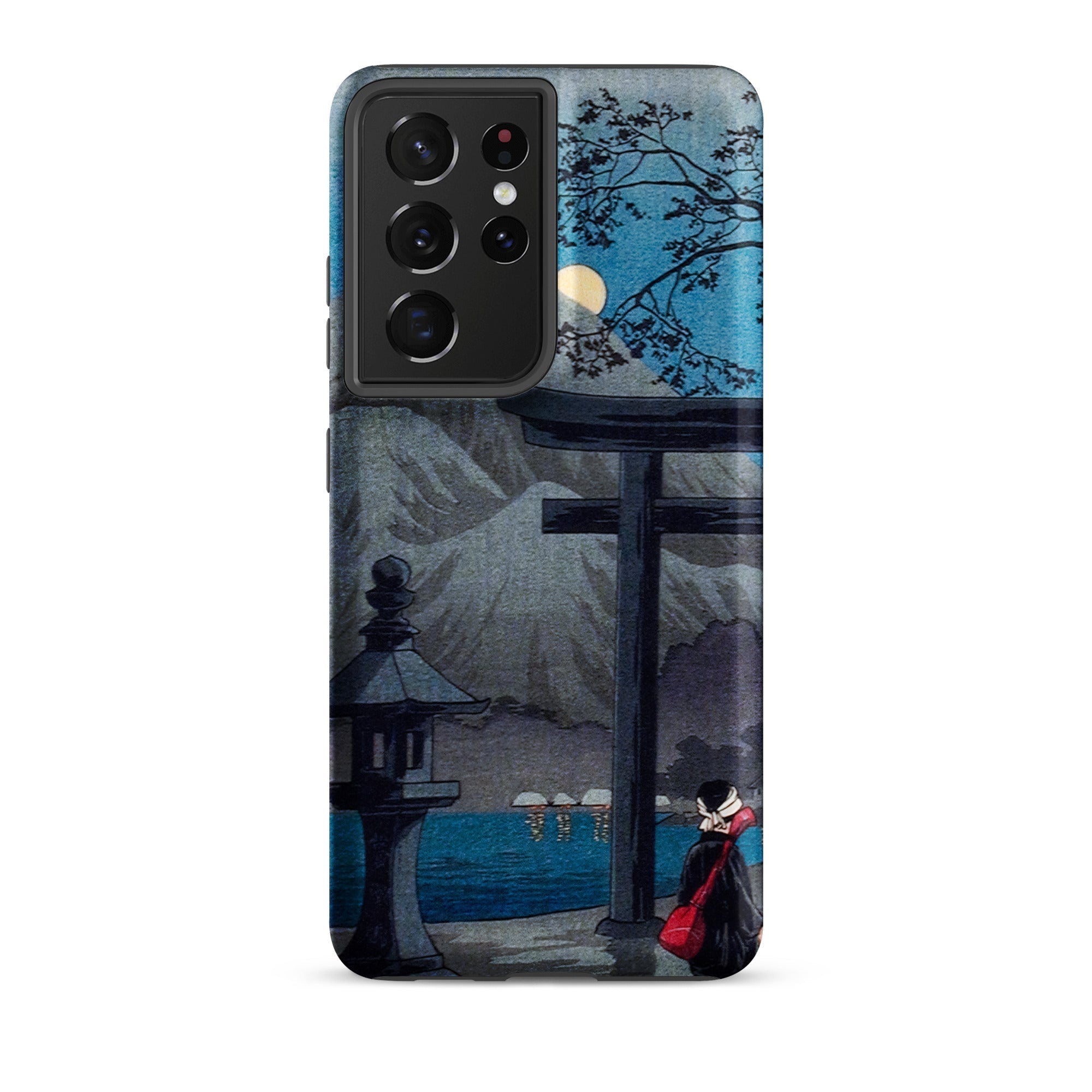 Hakone Lake in Moonlight Hiroaki Takahashi Samsung Case, Galaxy S21 Ultra / Matte, Smartphone Case Japanese Ukiyo e Style Landscape Torii