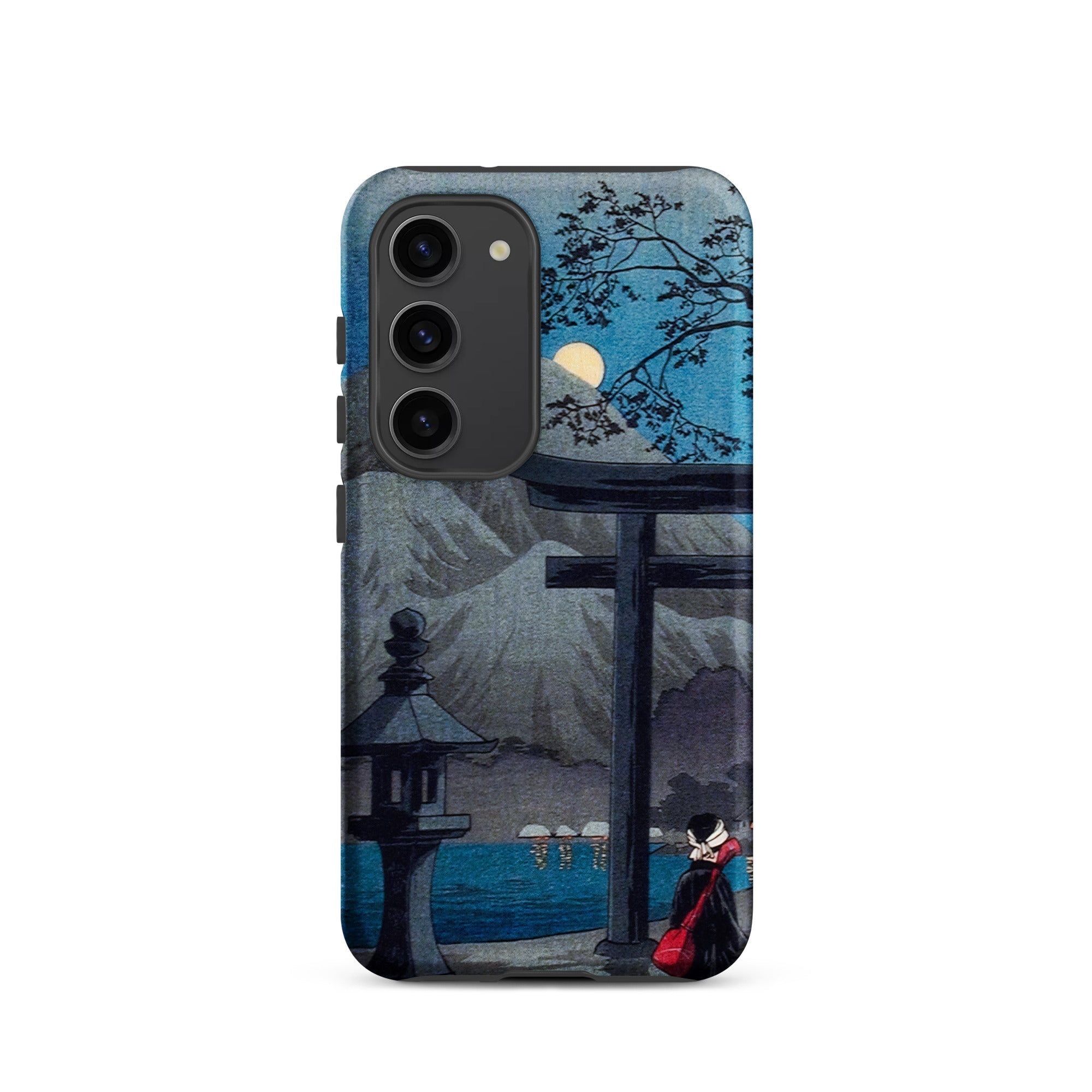 Hakone Lake in Moonlight Hiroaki Takahashi Samsung Case, Galaxy S23 / Matte, Smartphone Case Japanese Ukiyo e Style Landscape Mountains Moon