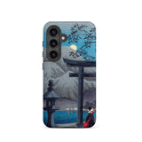 Hakone Lake in Moonlight - Hiroaki Takahashi Samsung Case, Galaxy S24 / Matte, Phone Case Japanese-style Landscape Torii Gate Lantern Lake