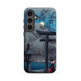Hakone Lake in Moonlight - Hiroaki Takahashi Samsung Case, Galaxy S24 Plus / Matte, Phone Case Japanese Landscape Design Torii Gate