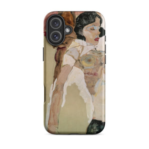 Femme à Moitié Nue - Coque Iphone Egon Schiele, 16 Plus / Mat, Coques de Téléphone Portable, Toby Leon