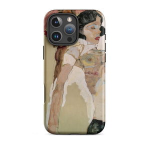Half Naked Woman - Egon Schiele Iphone Case, 16 Pro Max / Matte, Iphone Case Stylized Abstract Painting Person Visible Brushstrokes