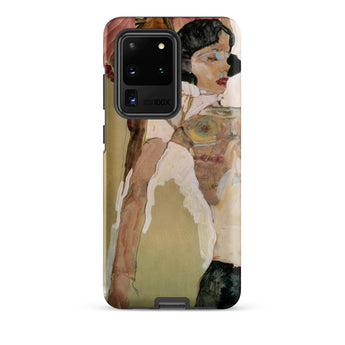 Half Naked Woman - Egon Schiele Phone Case Samsung Galaxy S20 Ultra / Matte Phone Case Stylized Painting Woman Dark Hair Glasses Egon