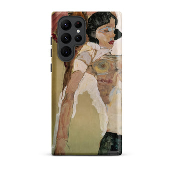 Half Naked Woman - Egon Schiele Phone Case Samsung Galaxy S22 Ultra / Matte Phone Case Stylized Portrait Woman Soft Earth Tones Egon