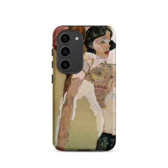 Half Naked Woman - Egon Schiele Phone Case Samsung Galaxy S23 / Matte Phone Case Stylized Portrait Woman Dark Hair Glasses Egon Schiele