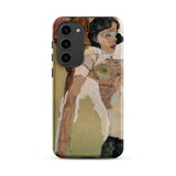 Half Naked Woman - Egon Schiele Phone Case Samsung Galaxy S23 Plus / Matte Phone Case Stylized Impressionistic Portrait Woman Dark Hair