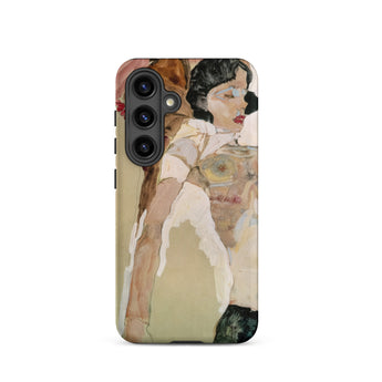 Half Naked Woman - Egon Schiele Phone Case Samsung Galaxy S24 / Matte Phone Case Stylized Impressionistic Portrait Woman Dark Hair Egon
