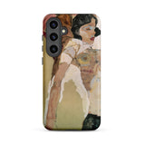 Half Naked Woman - Egon Schiele Phone Case Samsung Galaxy S24 Plus / Matte Phone Case Stylized Portrait Woman Soft Earth Tones Egon Schiele