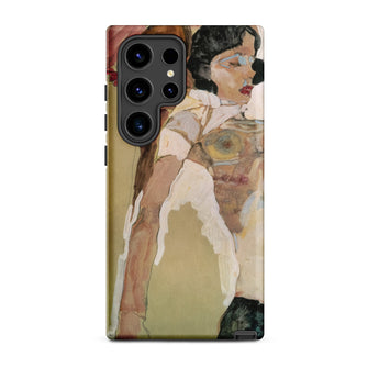 Half Naked Woman - Egon Schiele Phone Case Samsung Galaxy S24 Ultra / Matte Phone Case Stylized Painting Woman Soft Earth Tones Egon
