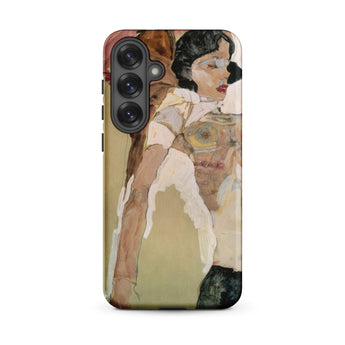 Half Naked Woman - Egon Schiele Phone Case Samsung Galaxy S25 Plus / Matte Phone Case Stylized Portrait Woman Dark Hair Glasses Egon