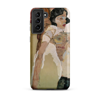 Half Naked Woman - Egon Schiele Samsung Case, Galaxy S21 Plus / Matte, Smartphone Case Painting Partially Clothed Woman