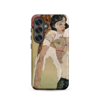 Half Naked Woman - Egon Schiele Samsung Case, Galaxy S25 / Matte, Smartphone Case Abstract Expressionistic Painting Partially Clothed Woman