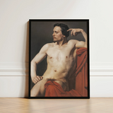 Half Painted Figure - William-adolphe Bouguereau Art Print / Canvas Framed Classical-style Portrait Muscular Nude Male Dark Bouguereau’s