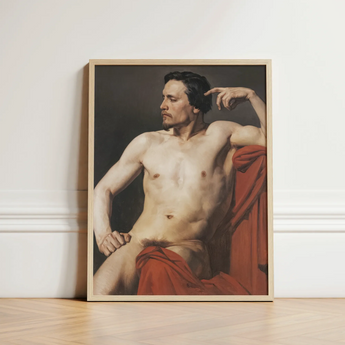 Half Painted Figure - William-adolphe Bouguereau Art Print / Canvas Framed Classical-style Portrait Nude Male Dark Hair Bouguereau’s