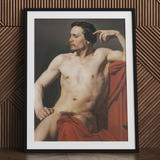 Half Painted Figure - William-adolphe Bouguereau Art Print / Canvas Black Framed Art Print Classical Male Figure Red Bouguereau’s Canvas