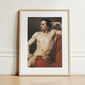 Half Painted Figure - William-adolphe Bouguereau Art Print / Canvas Framed Classical-style Portrait Print Nude Male Figure Dark