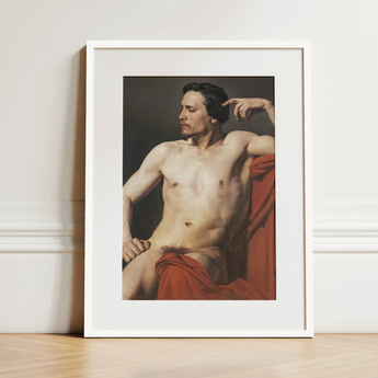 Half Painted Figure - William-adolphe Bouguereau Art Print / Canvas Framed Classical-style Portrait Print Nude Male Figure Draped