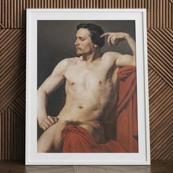 Half Painted Figure - William-adolphe Bouguereau Art Print / Canvas White Framed Classical Male Figure Art Print Red Bouguereau’s Canvas