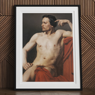 Half Painted Figure William Adolphe Bouguereau Art Print, Framed Oil Painting Shirtless Man Mustache Beard Draped