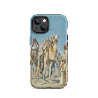 Halt in the Desert - John Frederick Lewis Phone Case Iphone 14 / Matte Iphone Case Orientalist Painting Camels People Desert Scene