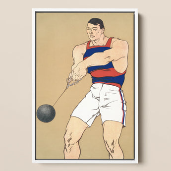 Hammer Throw - Edward Penfield Art Print / Canvas, 12x18’’ / 31x46cm / White Frame, Posters Prints & Visual Artwork, Toby Leon