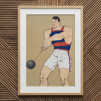 Hammer Throw - Edward Penfield Art Print / Canvas, 20x30’’ / 51x76cm / Natural Frame / Matboard, Posters Prints & Visual Artwork, Toby Leon
