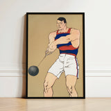 Black-framed Artwork Muscular Man Blue Red Striped Tank Penfield Painted Strength, Edward Art, Picture’s Spine