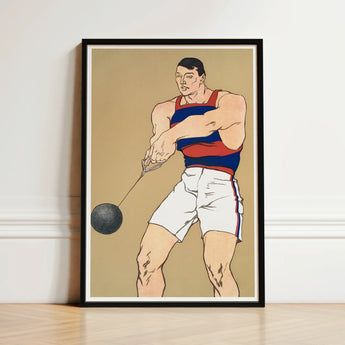 Black-framed Artwork Muscular Man Red Blue Striped Athletic Penfield Painted Strength, Edward Art, Picture’s Spine