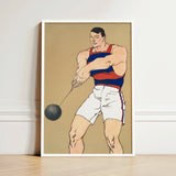 Framed Illustration Muscular Athlete Red Blue Striped Tank Penfield Painted Strength, Edward Art, Picture’s Spine