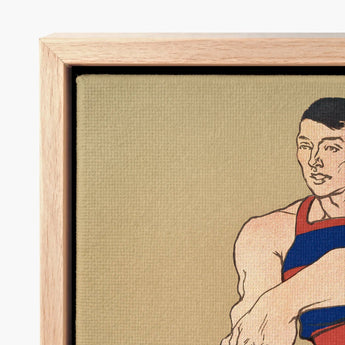 Framed Canvas Print Stylized Illustration Muscular Man Red Penfield Painted Strength, Edward Art, Picture’s Spine