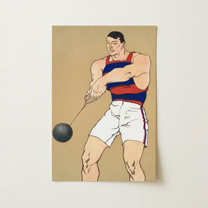 Hammer Throw - Edward Penfield Art Print / Canvas, Hammer Throw, Penfield Painted Strength, Edward Penfield Art, Penfield Art Print,
