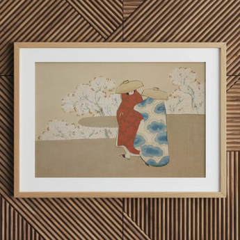 Temporada de Hanami - Impresión de Arte de Kamisaka Sekka, 30x20’’ / 76x51cm / Marco Natural / Tablero de 2’’, Impresiones de Pósters y Obras Visuales, Toby Leon
