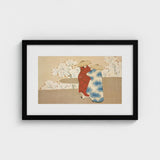 Hanami Season - Kamisaka Sekka Art Print / Canvas Black-framed Traditional Japanese-style Illustration Two Figures Sekka’s, Meiji Era Rinpa