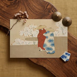 Hanami Season - Kamisaka Sekka Art Print / Canvas Delicate Beige Paper Print Two Stylized Figures Traditional Kamisaka Sekka’s Hanami,